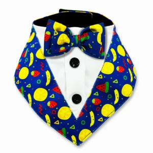 Mix Fruits Pattern Tuxedo Bandana With Matching Bow For Dogs & Cats