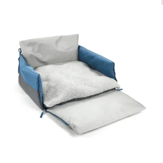 Barkbutler x Fofos Car Seat Carrier for Dogs and Cats (Grey/Blue)