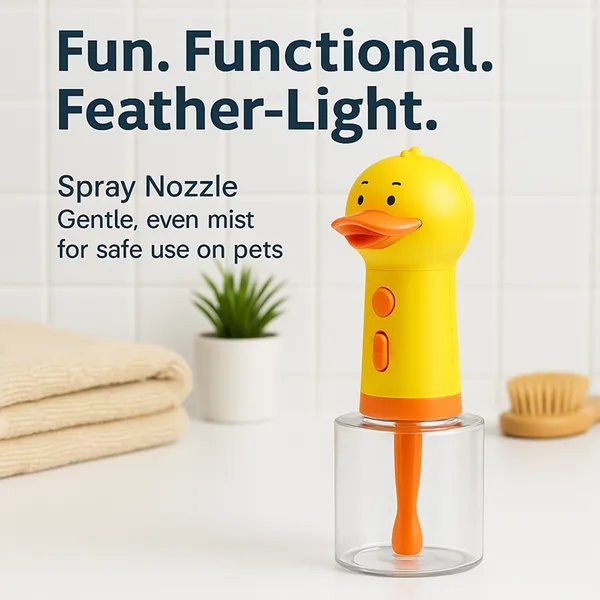 Talking Dog Club Oh Duck Shampoo Dispenser Spray with Free Bath brush for Dogs and Cats (Yellow) - Image 10