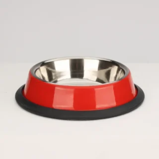 Skatrs Anti Skid Glossy Bowl for Dogs and Cats (Red)