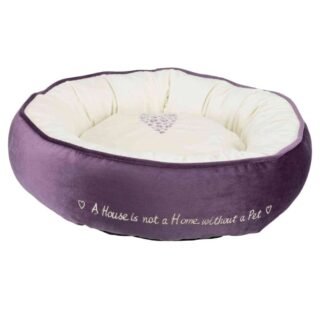 Trixie Pet's Home Round Bed for Dogs and Cats (Purple & Cream)