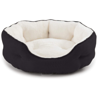 Fluffy's Pawsome Round Washable Bed for Dogs and Cats (Black)