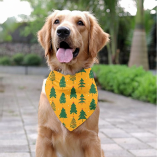 15Furries Tree Mendous Joy Bandana for Dogs and Cats (Mustard)