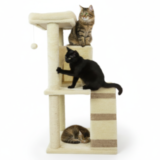 Skatrs Fur Fabric Ladder Jute Rope Scratching Post Cat tree for Cats and Kittens (Beige)