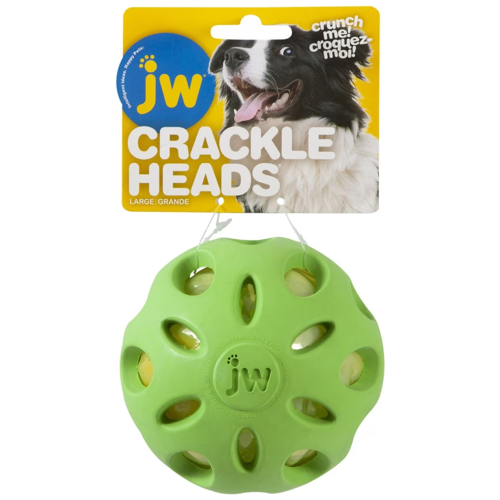 JW Crackle Heads Crackle Ball Toy for Dogs (Green) - Image 3