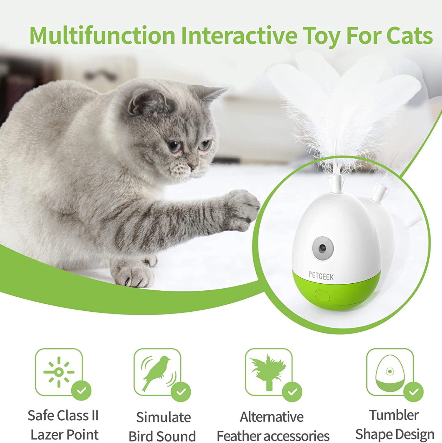 Pet Geek Egg Laser Tumbler Toy for Cats - Image 2