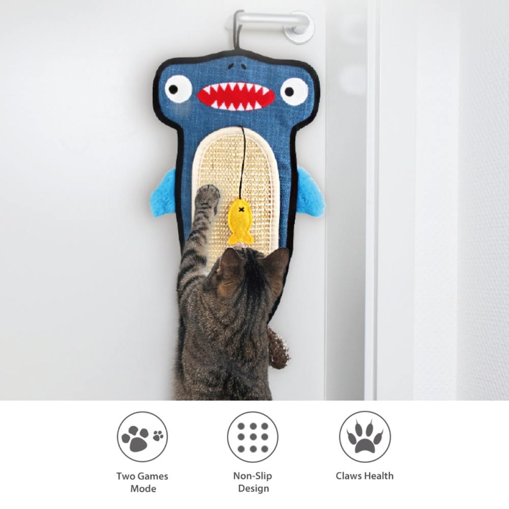 GiGwi Cat Scratcher with Catnip Alligator Toy for Cats (Blue) - Image 2