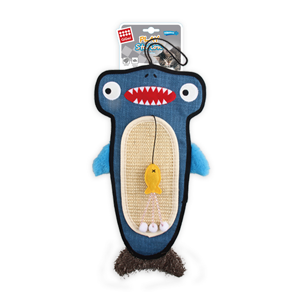 GiGwi Cat Scratcher with Catnip Alligator Toy for Cats (Blue) - Image 5