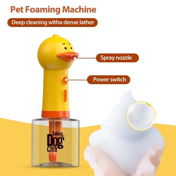 Talking Dog Club Oh Duck Shampoo Dispenser Spray with Free Bath brush for Dogs and Cats (Yellow) - Image 2