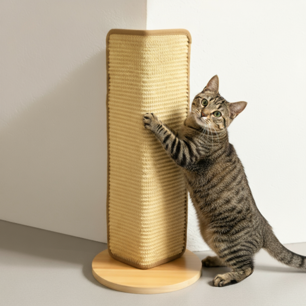 FurryLiving Cat Wall Scratcher Lite Space Saving Design for Wall Corners (Oak)