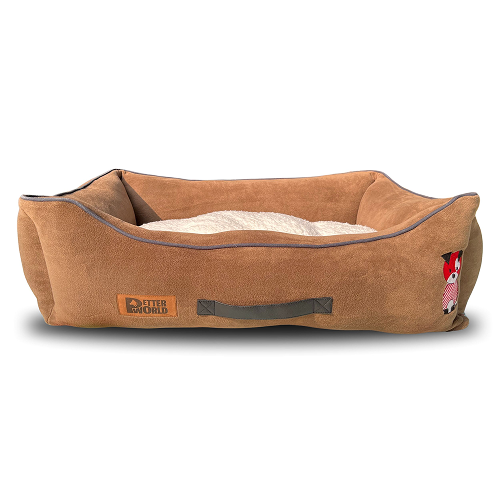 Petter World Ultra Luxury Micro Lounger Bed With Removable Sherpa for Dogs (Mocha Brown)
