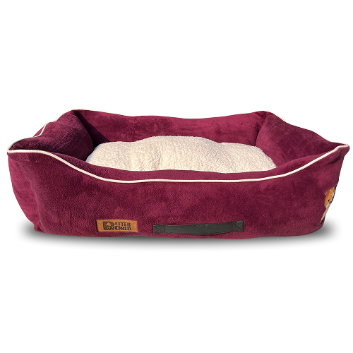 Petter World Ultra Luxury Micro Lounger Bed With Removable Sherpa for Dogs (Mulled Wine)