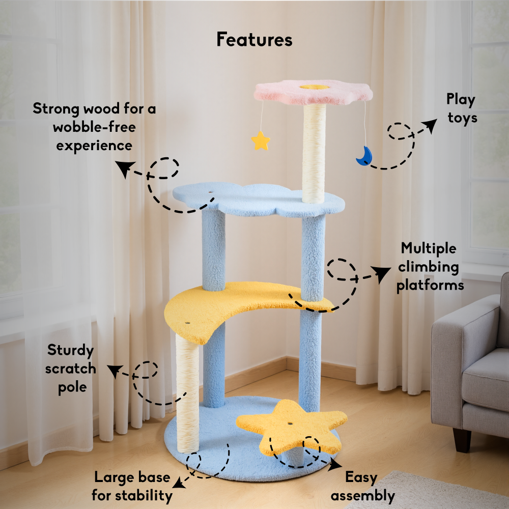 Furryliving Luna Tree Multi Level With Scratching Posts And Hanging Toy For Cat - Image 2