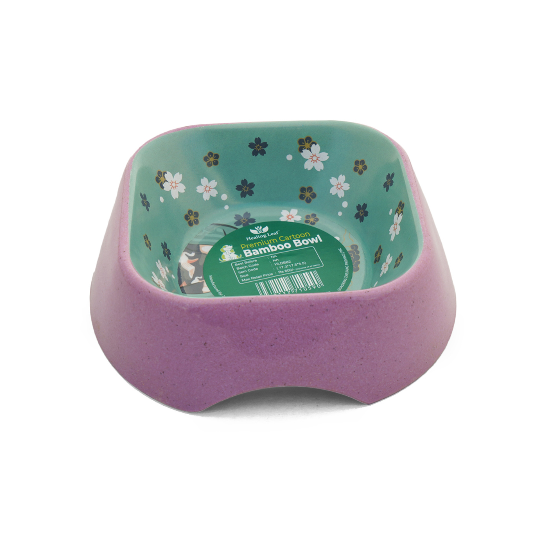 Healing Leaf Eco Friendly Cartoon Bamboo Bowl for Dogs and Cats (Purple)