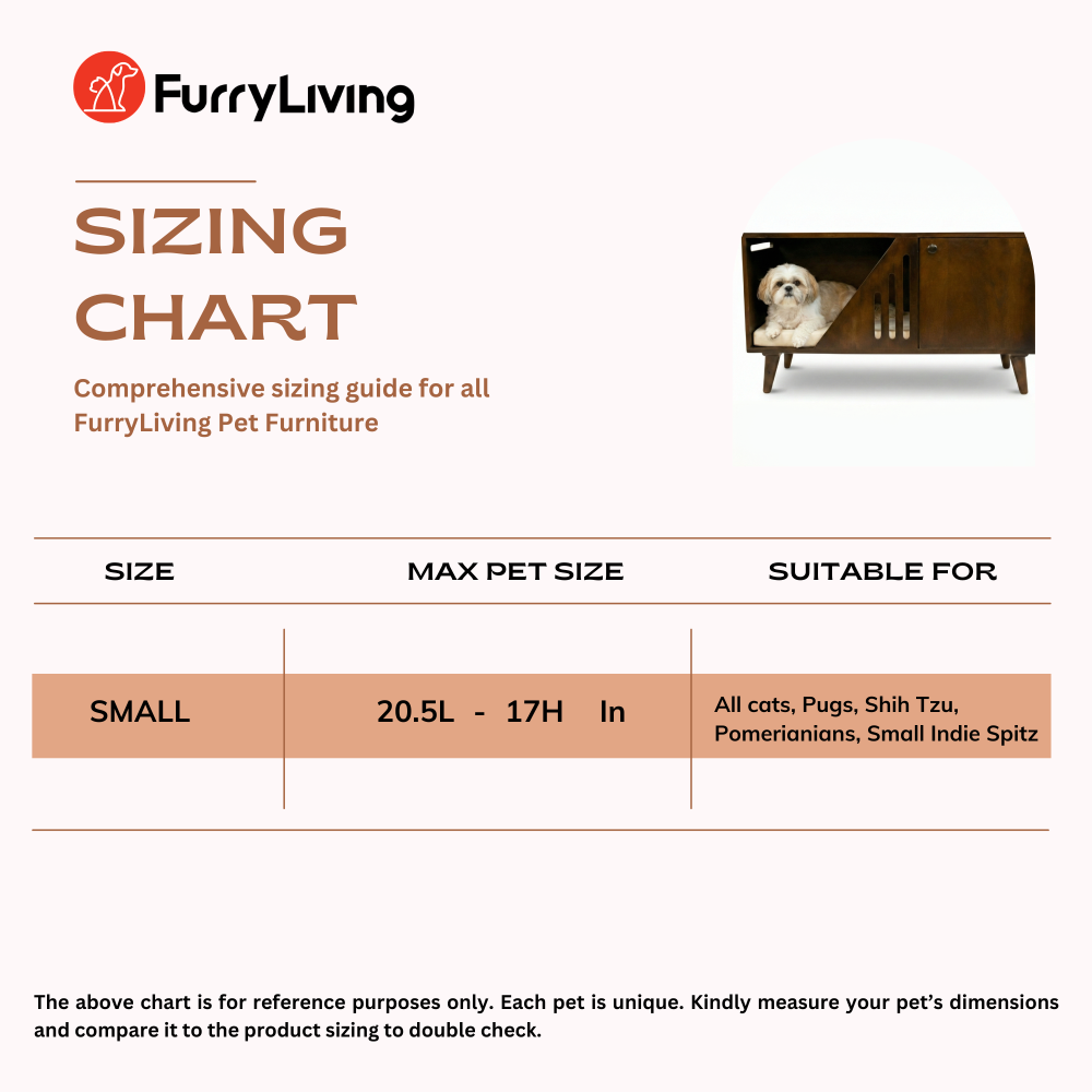 FurryLiving Benji Cabinet with Cushion for Small Dogs and Cats (Dark Brown/ Cream Cushion)