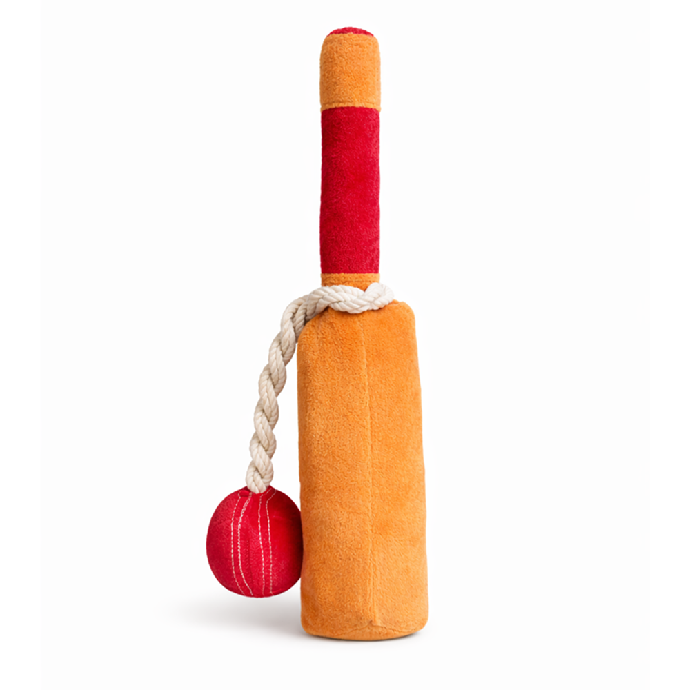 Pawgypets Cricket Fever Doggo Plush with Rope Toy for Dogs (Brown and Red)