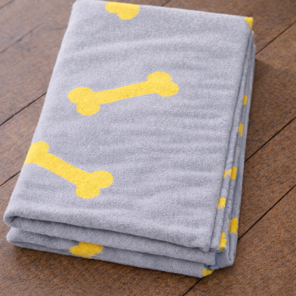 Talking Dog Club Bone Print Viscose Blanket for Dogs (Grey and Yellow Bone)