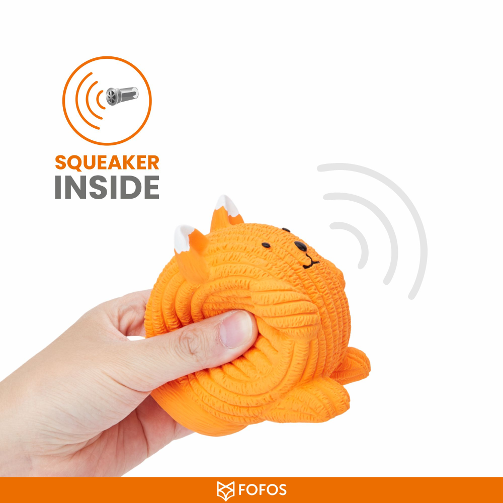 Barkbutler X Fofos Latex Fox Ball Squeaky Toy For Dogs Orange - Image 4