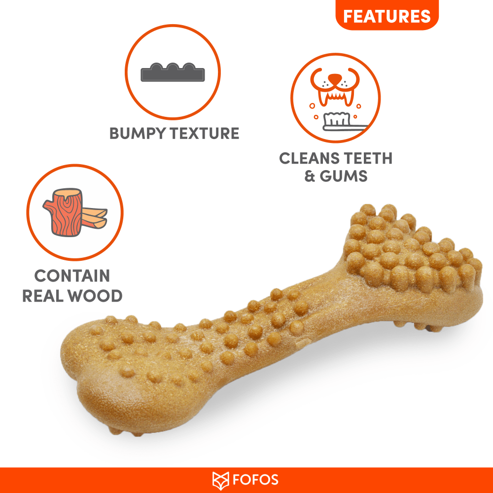 Fofos Woodplay Brush Bone Toy For Dogs