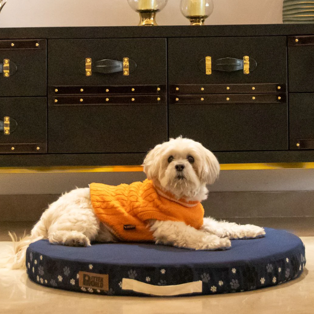 Petter Orthopedic Round Flat Foam Mattress Bed With Thick Durable Washable Cover Ensign Blue