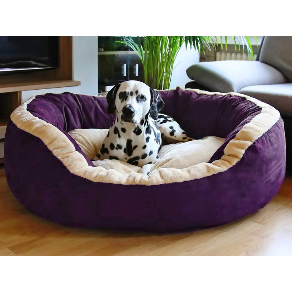 Fluffy's Luxurious Polyester Filled Soft Dual Colour Bed for Dogs and Cats (Purple)