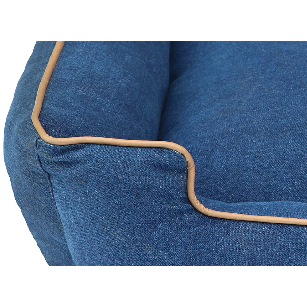 Pawpourri Ultra Soft Bolster Denim Cuddler Bed for Dogs and Cats (Blue) - Image 2