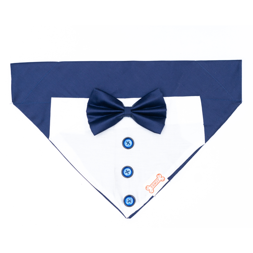 Pawgypets Tuxedo Bandana for Dogs and Cats (Blue) - Image 2
