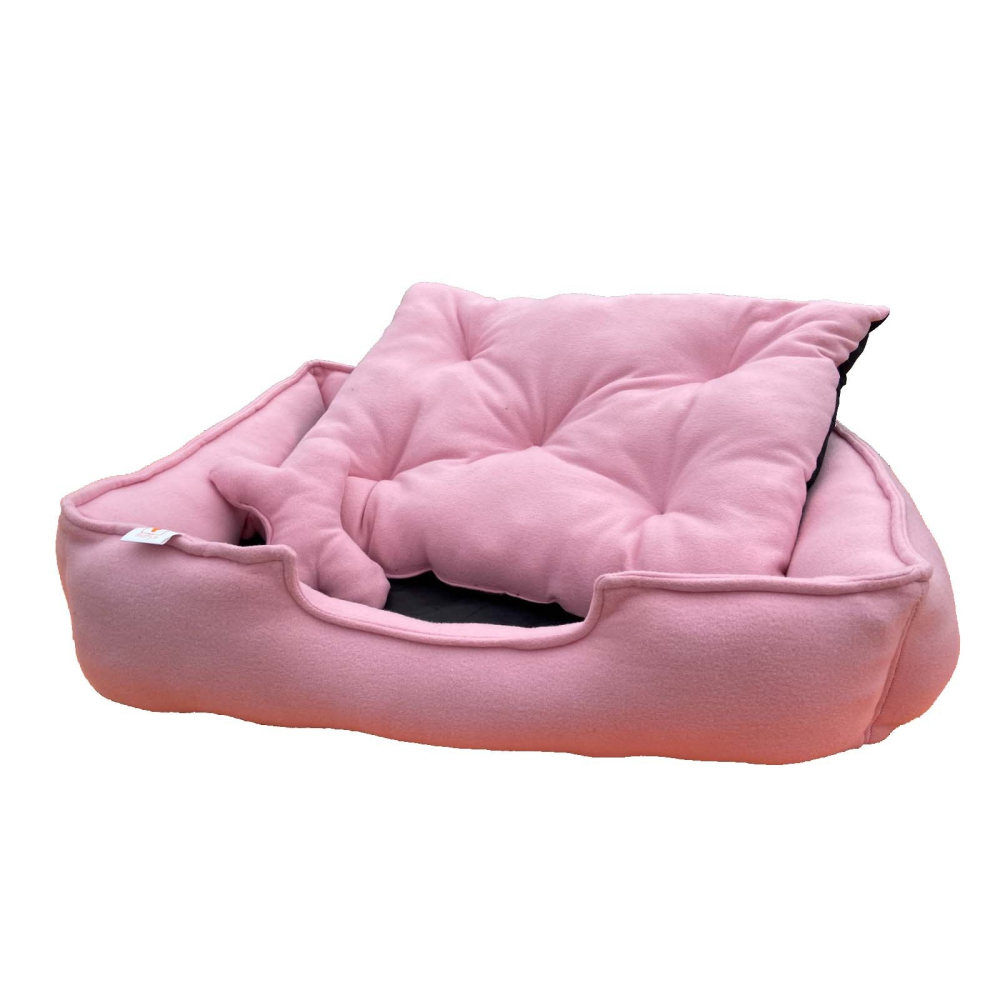 Fluffy's Luxurious Reversible Polyester Filled Bed for Dogs and Cats (Pink) - Image 3