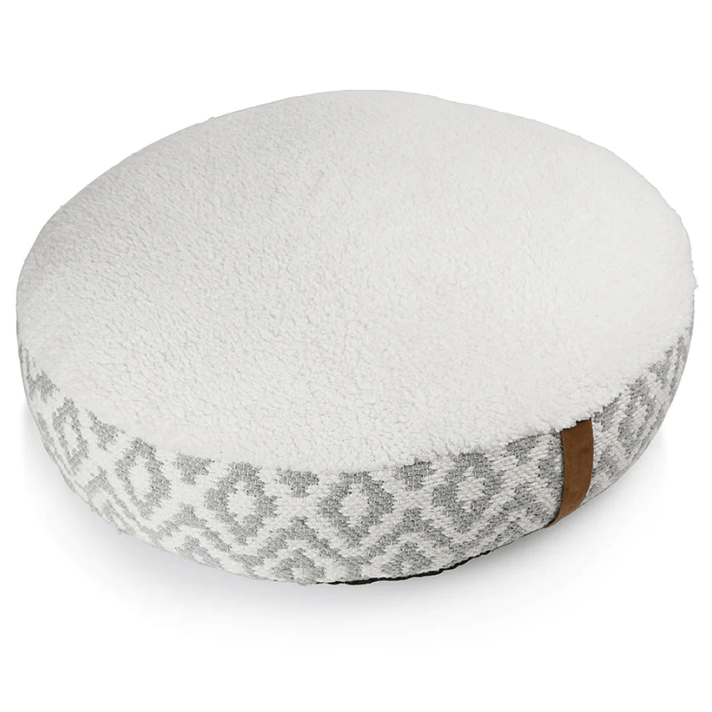 Pawpourri Bohemian Plush Round Bed  for Dogs and Cats (Grey/White)