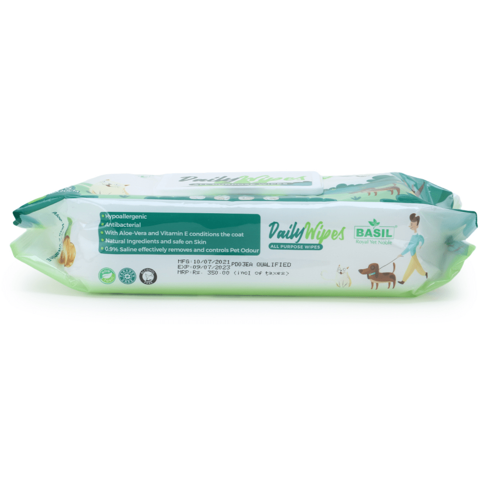 Basil All Purpose Wet Wipes for Dogs and Cats (18x20 cm) - Image 2