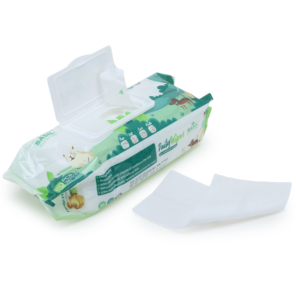Basil All Purpose Wet Wipes for Dogs and Cats (18x20 cm) - Image 3