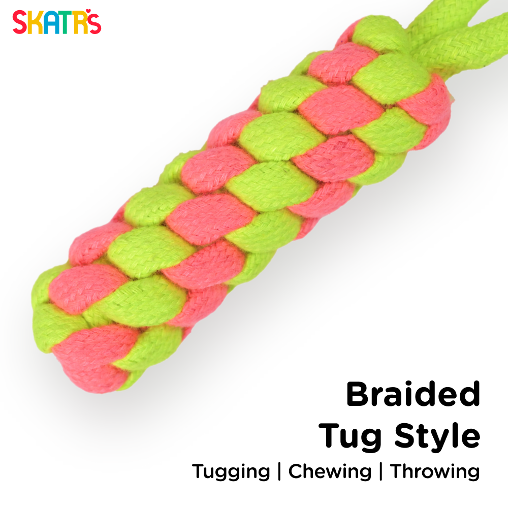 Skatrs Dummy Knotted Rope Chew Toy For Dogs And Cats Pink Green - Image 2
