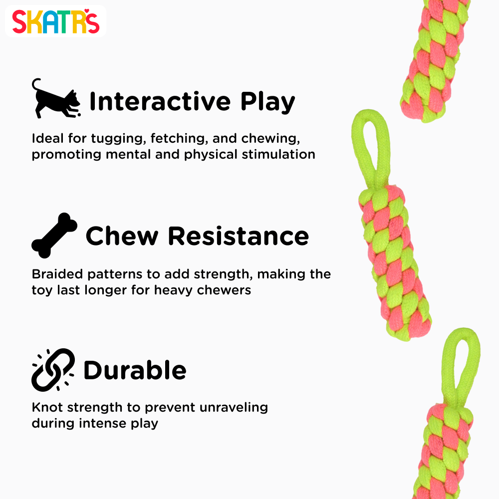 Skatrs Dummy Knotted Rope Chew Toy For Dogs And Cats Pink Green - Image 3
