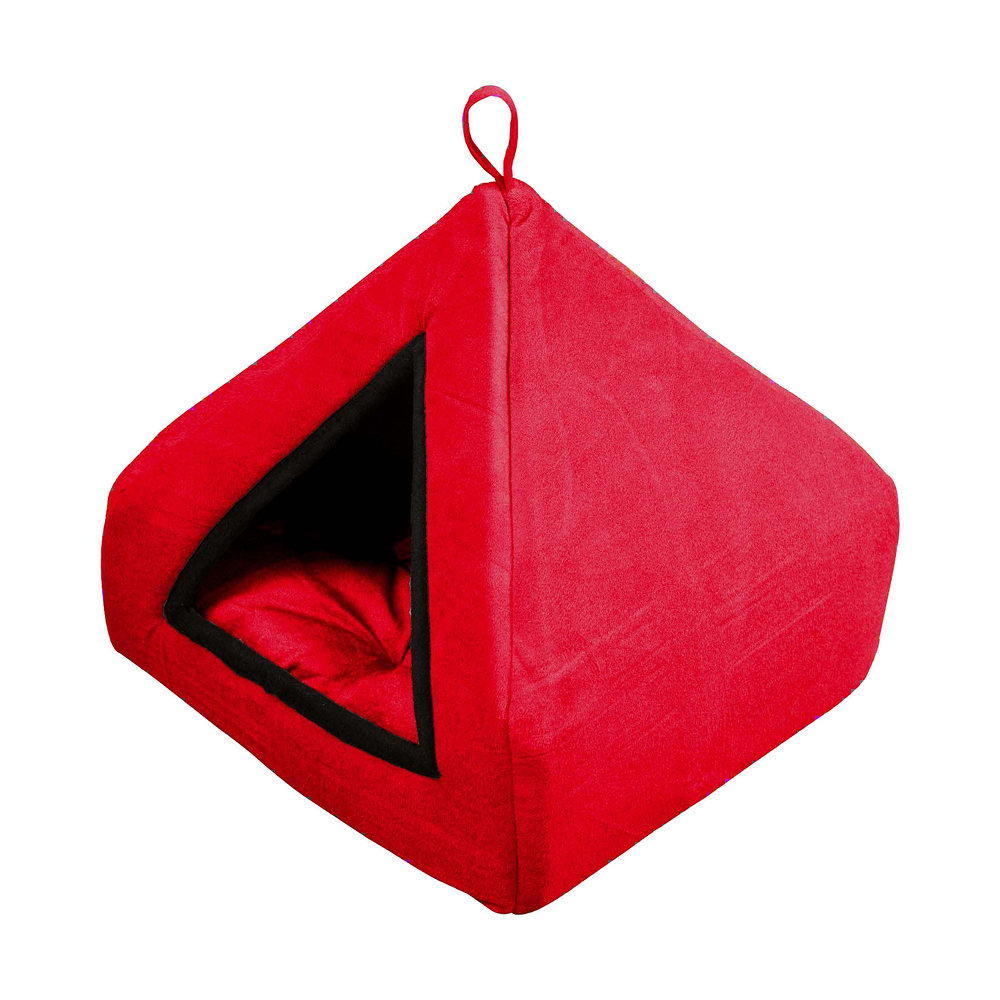 Fluffys Pawsome Soft Velvet Premium Fabric Bed For Dogs And Cats Red