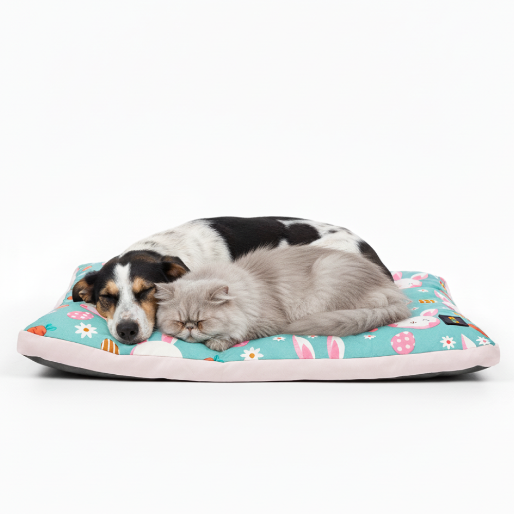 Skatrs Bunny Bloom Flat Bed for Dogs & Cats (Light Blue)