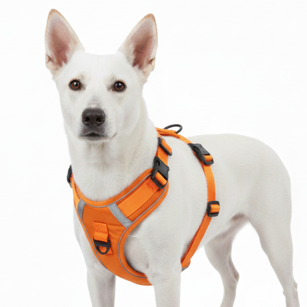 Skatrs Fully Padded Comfort Fiery Reflective Harness for Dogs & Cats (Orange)