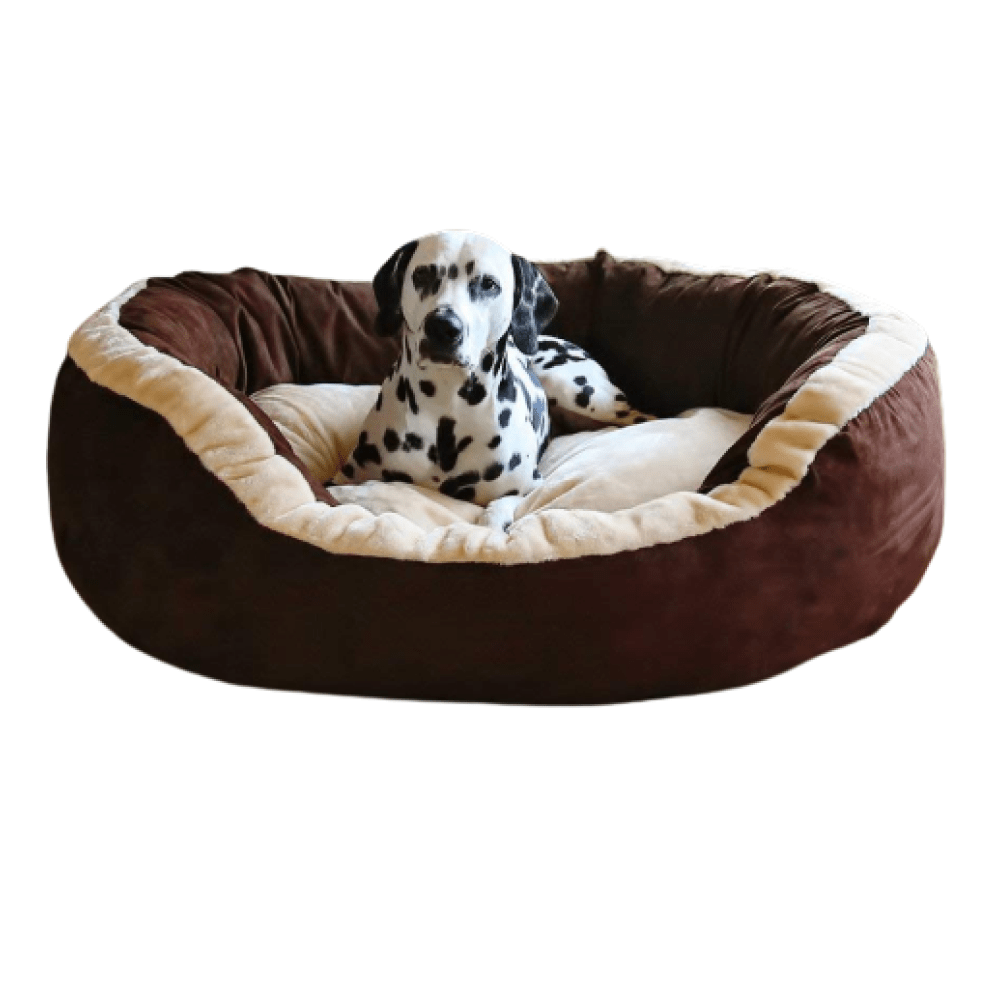 Fluffys Luxurious Polyester Filled Soft Dual Colour Bed For Pets Brown