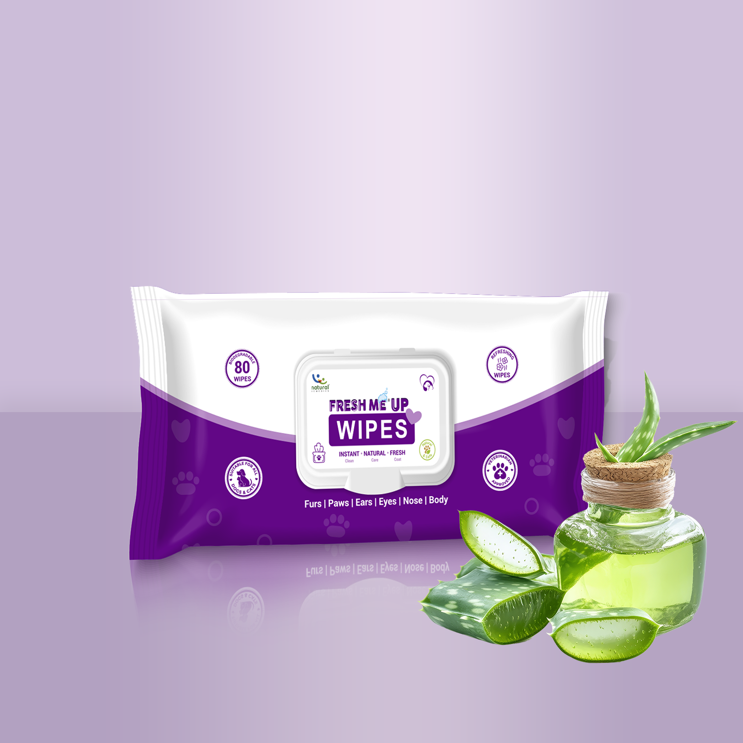 Natural Remedies Fresh Me Up Aloe Vera Wipes for Dogs & Cats
