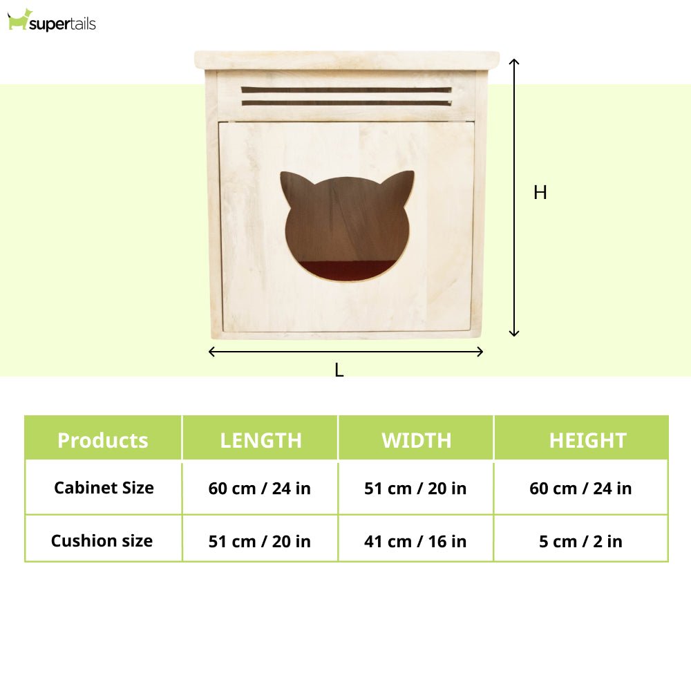 FurryLiving Meraki Cabinet with Cushion for Small Dogs and Cats (Oak/Brown Cushion)