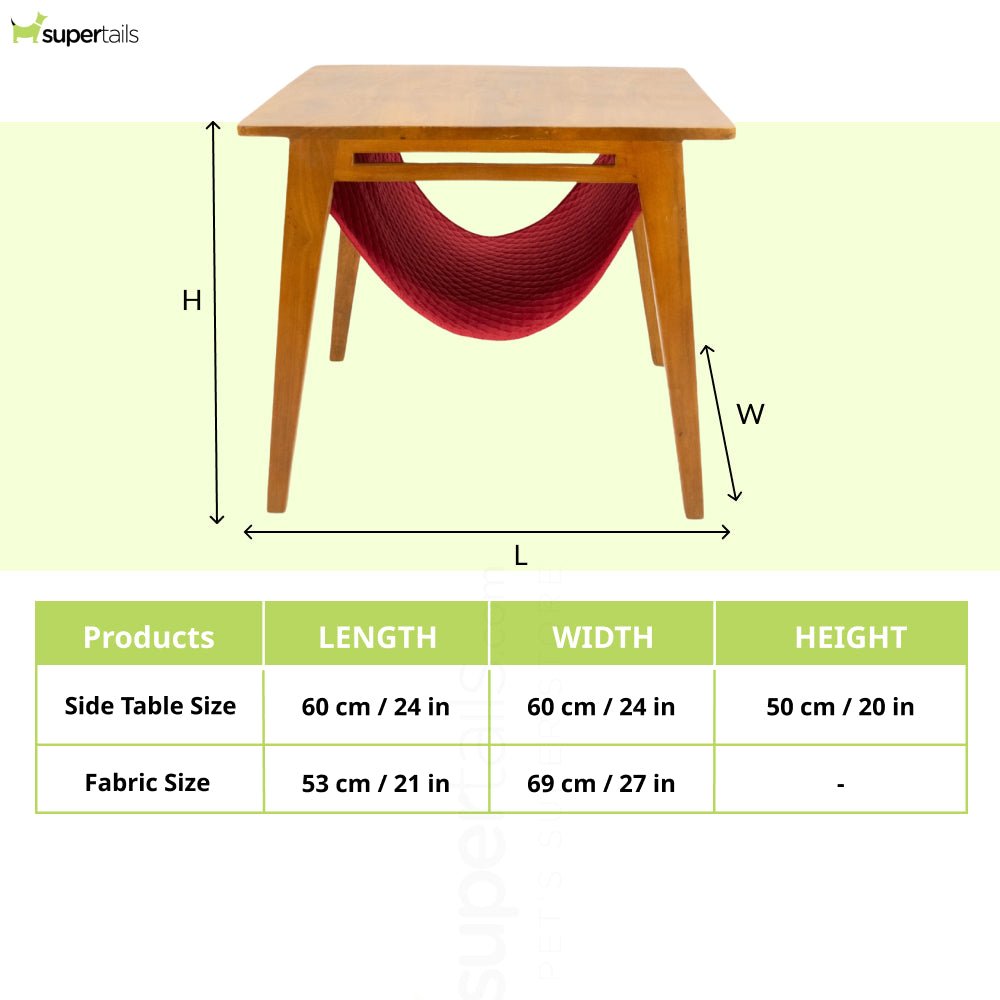 FurryLiving Lola Side Table with Perch Fabric for Cats (Honey/Red)