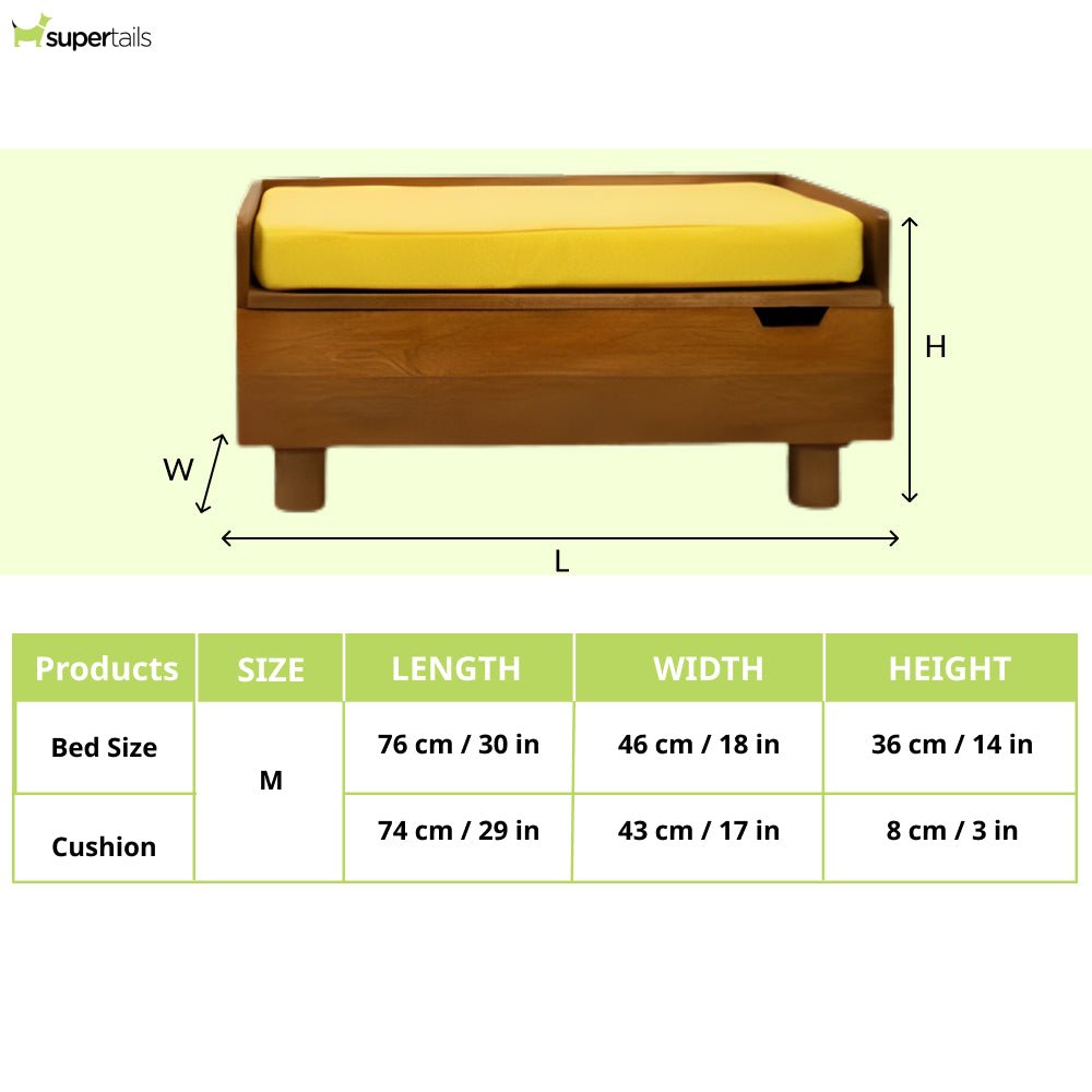 FurryLiving Hibachi Bed with Storage for Dogs (Honey/Yellow Cushion)