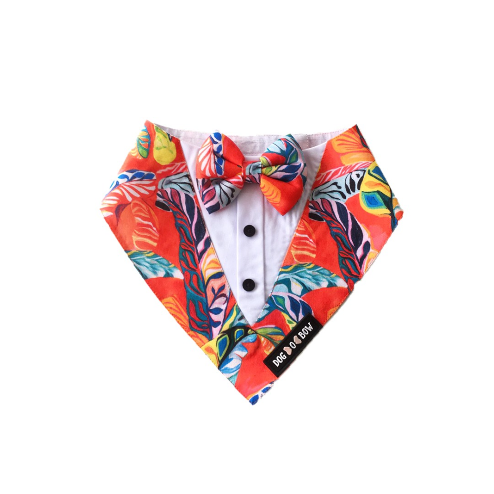 Dogobow Hawaii Print Tuxedo Bandana for Dogs (Red)