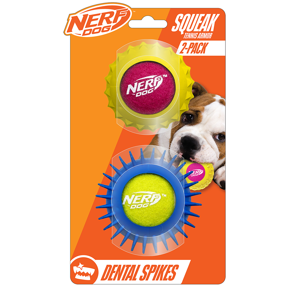 Nerf Dog Set of 2 Durable Squeaky Tennis Balls for Dogs