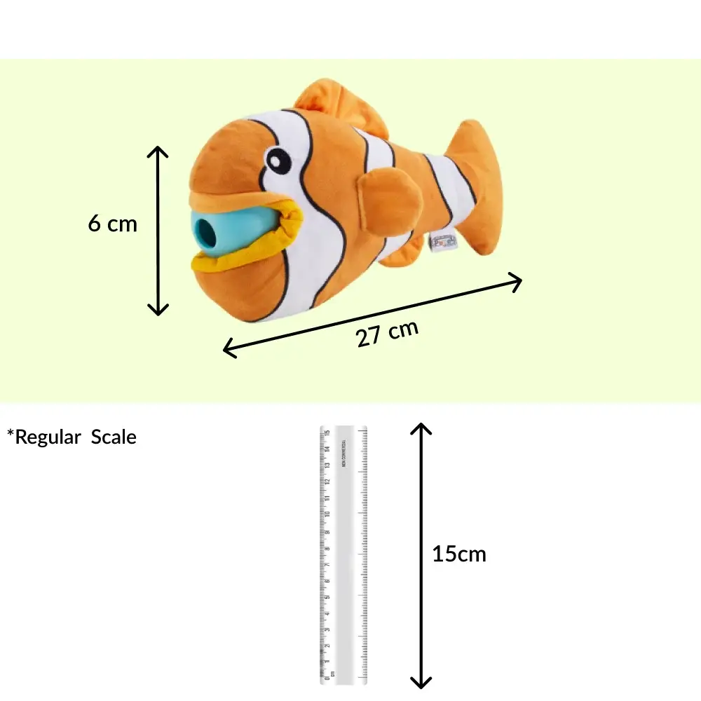 Outward Hound Big Mouth Clown Fish Plush Toy for Dogs (Orange)