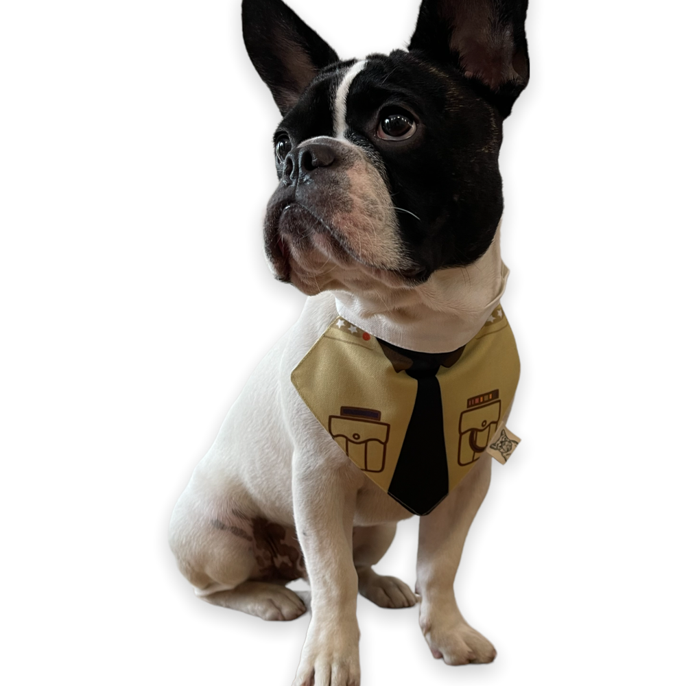 Talking Dog Club On Duty Bandana for Dogs and Cats (Brown)