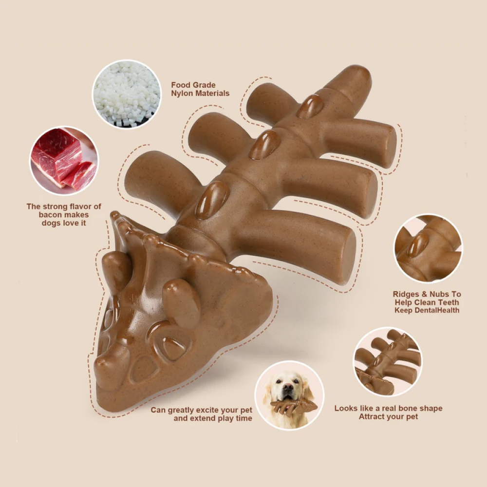 Talking Dog Club Flap Chew Nylon Bone Heavy Chew Toy For Dogs Brown Copy