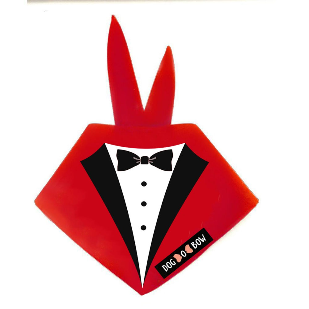 Dogobow Tuxedo Printed Bandana for Dogs (Red/Black)