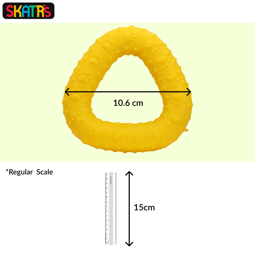 Skatrs Rubber Triangular Ring toy for Dogs and Cat (Yellow) - Image 4
