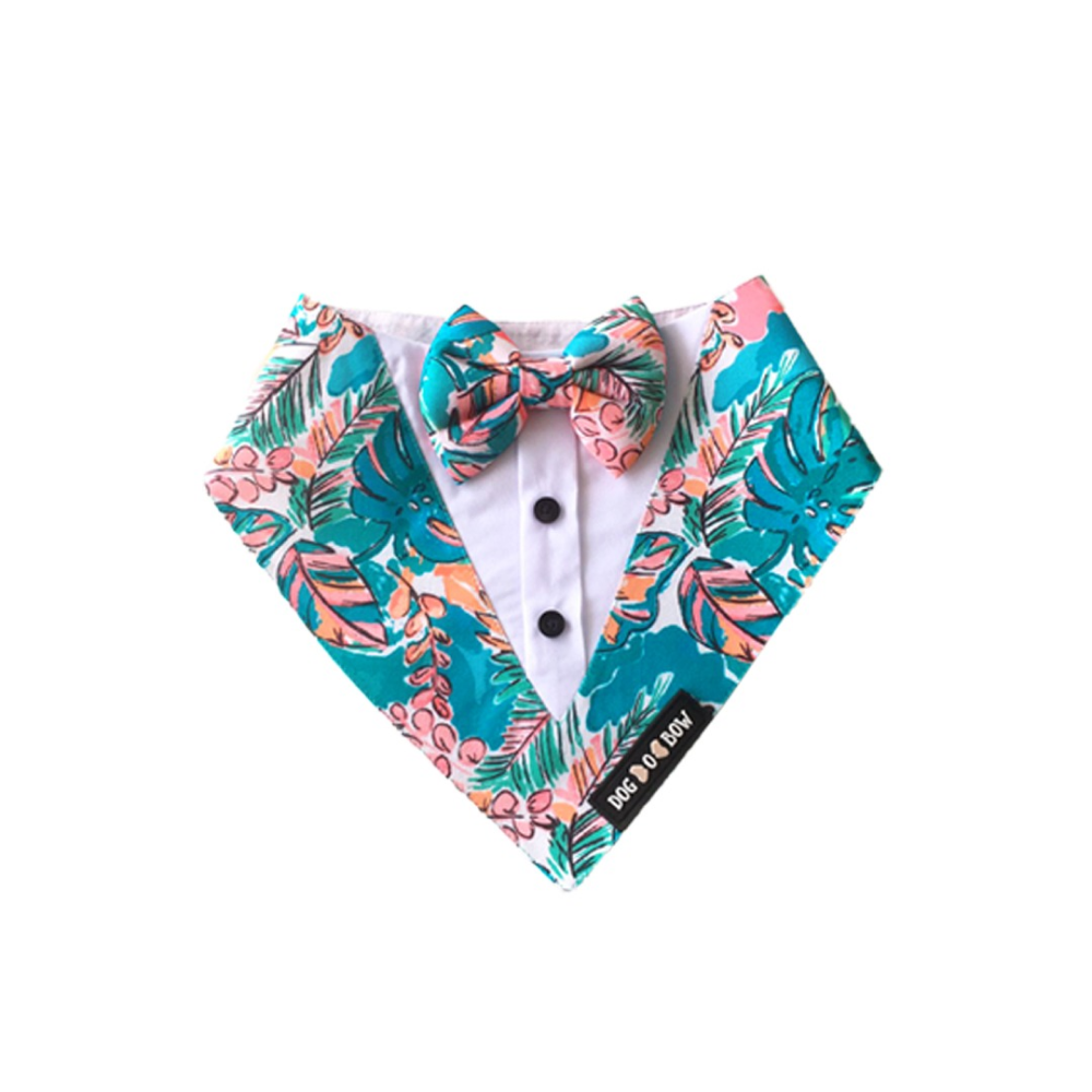 Dogobow Tropicana Print Tuxedo Bandana for Dogs (Blue)