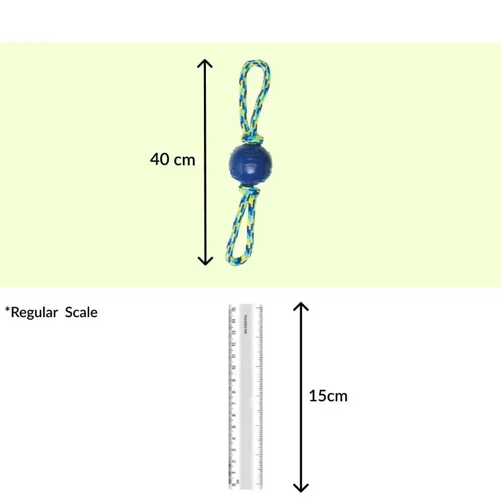 Zeus Rope Ball Tug with Hand Loops Toy for Dogs (Blue)